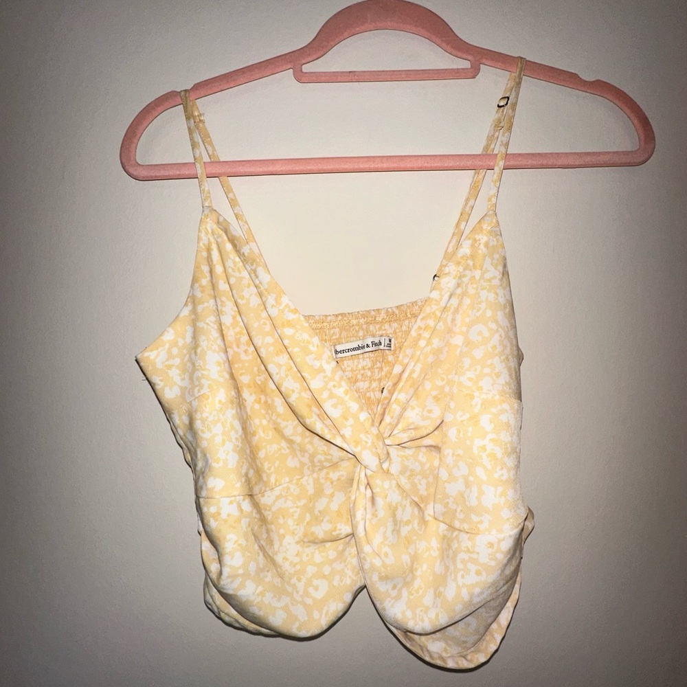 Medium yellow Abercrombie and fitch twist front crop top